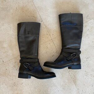 Bandolino "Tessi" Tall Leather Riding Boots Dark Taupe 8 M